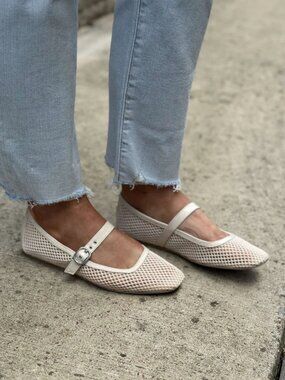 Dolce Vita Rodni Mesh Ballet Flats Creme Woven Mesh